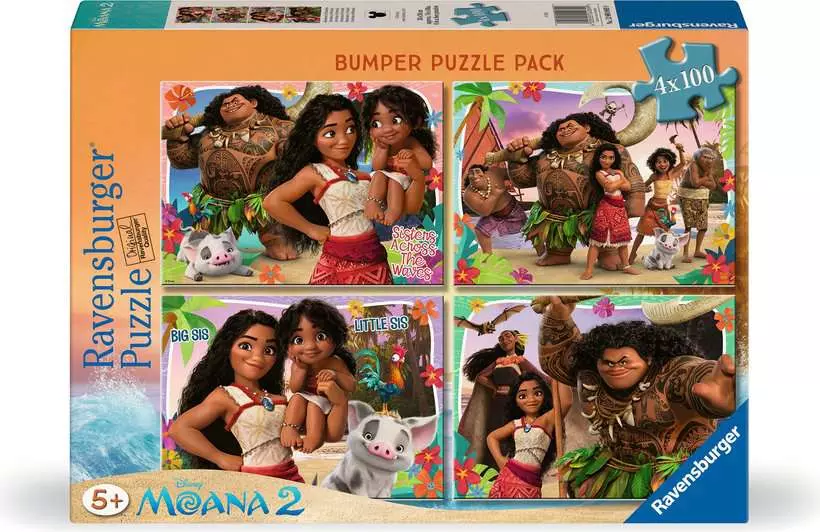 Disney Moana 2 - Children's Puzzle, 4 Puzzles x 100 Pieces