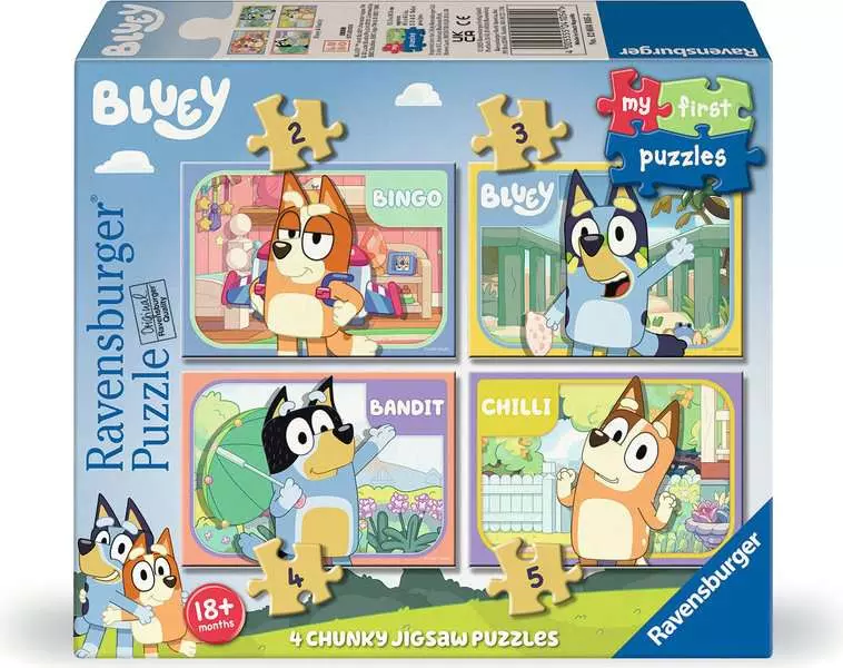 MFP: Bluey & Family (2, 3, 4, & 5 Pieces) - 4 Jigsaw Puzzles - Children's Puzzle