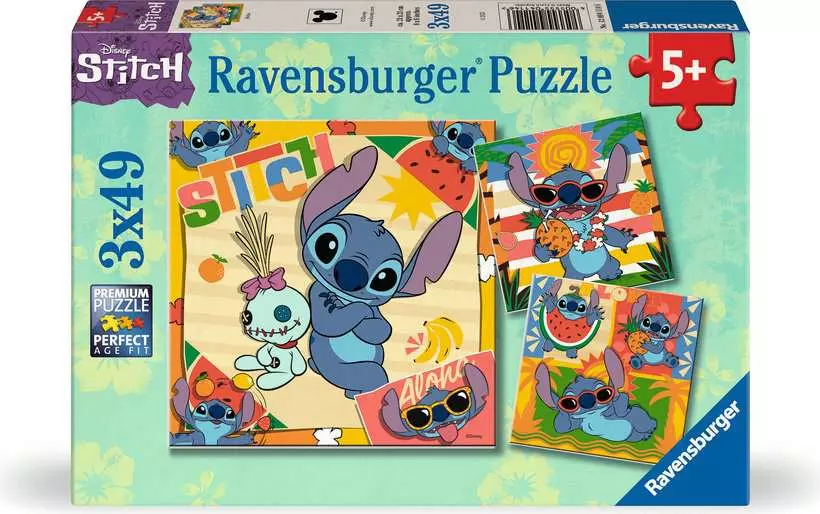 Disney Stitch: Aloha - Children's Puzzle, 3 Puzzles x 49 Pieces