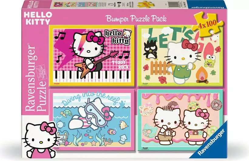 Let's go, Hello Kitty! - Bumper Pack, 4 Puzzles x 100 Pieces (XXL)