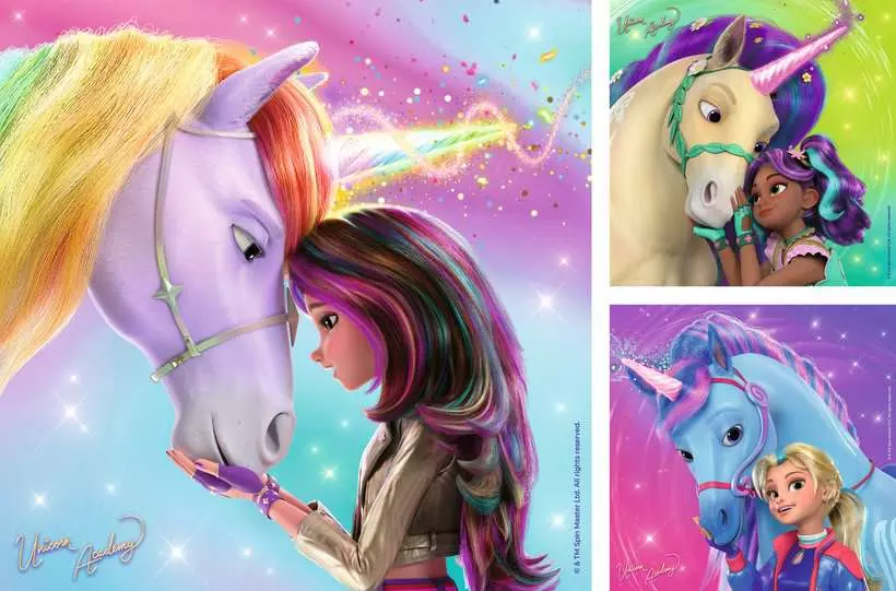Unicorn Academy: Magic and Friendship - Children's Puzzle, 3 Puzzles x 49 Pieces