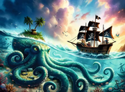 Octopus Treasure - Children's Puzzle, 100 Pieces (XXL)