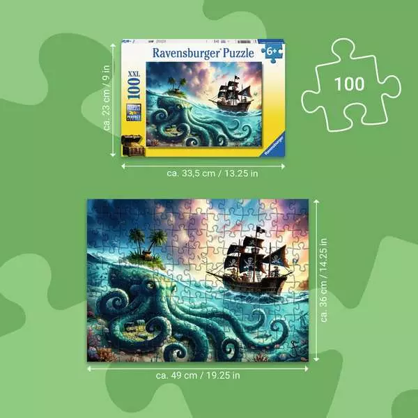 Octopus Treasure - Children's Puzzle, 100 Pieces (XXL)