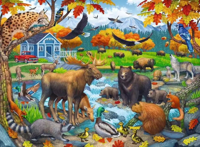 Wildlife Gathering - Children's Puzzle, 150 Pieces (XXL)