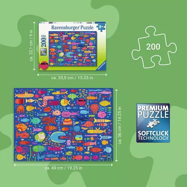 Funny Fish Friends - Children's Puzzle, 200 Pieces (XXL)