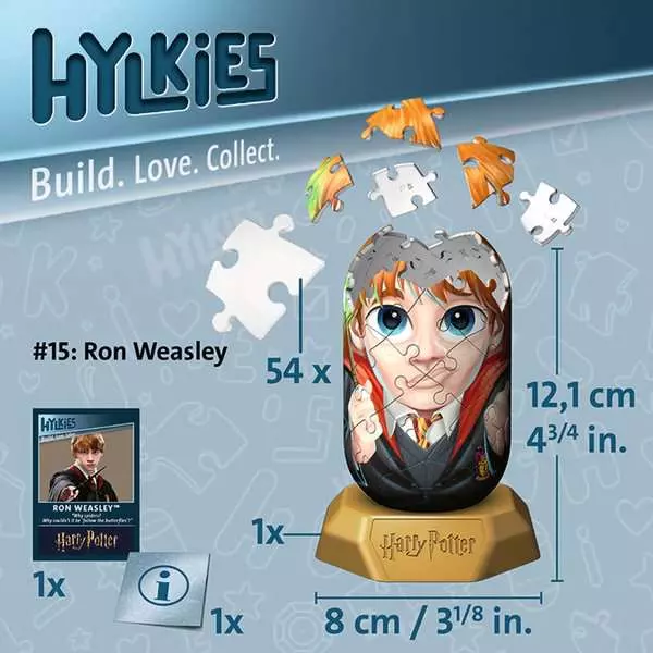 Hylkies Harry Potter: Ron Weasley Collectible Figure - Construction Game, 54 Pieces