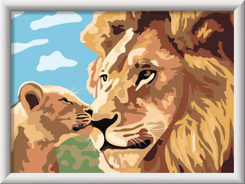 CreArt: Lion and Baby - Painting By Numbers, 7 x 10