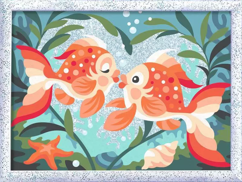 CreArt: Fish in Love - Painting By Numbers, 7 x 10