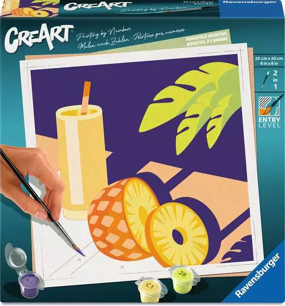 CreArt Adults Trend: Pineapple Mocktail - Painting By Numbers, 8 x 8