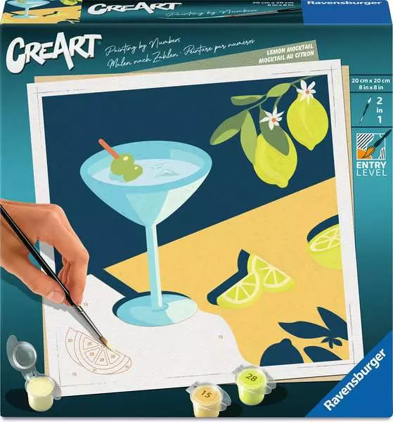 CreArt Adults Trend: Lemon Mocktail - Painting By Numbers, 8 x 8
