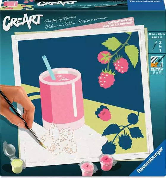 CreArt Adults Trend: Raspberry Mocktail - Painting By Numbers, 8 x 8