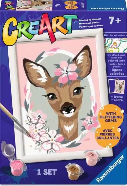 CreArt: Delightful Deer with Gems - Painting By Numbers, 5 x 7