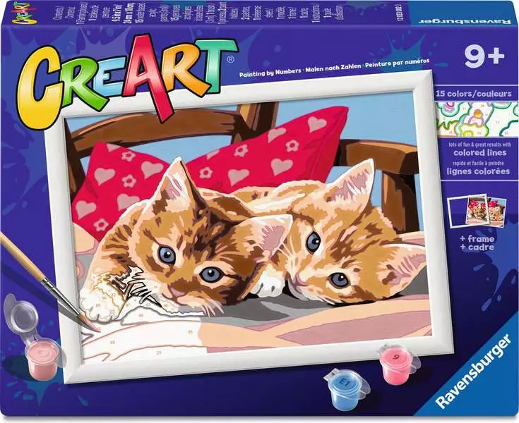CreArt: Two Cuddly Cats - Painting By Numbers, 7 x 10