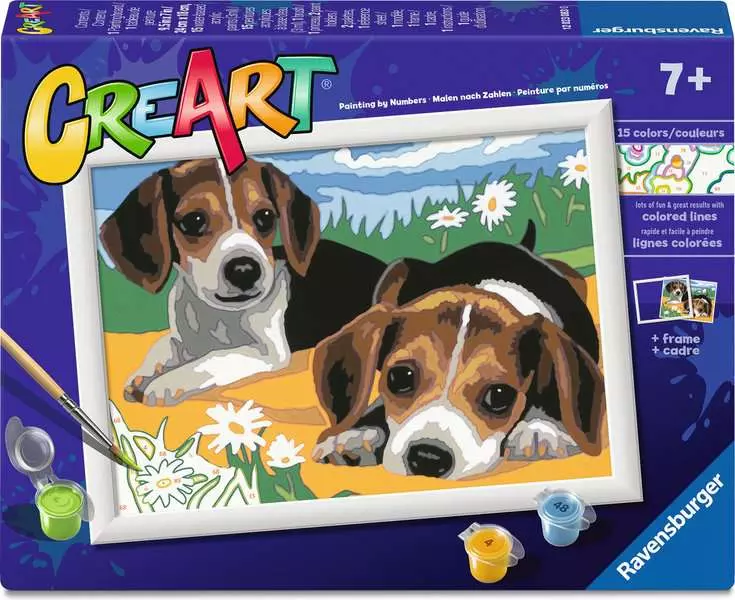 CreArt: Beagle Puppies - Painting By Numbers, 7 x 10