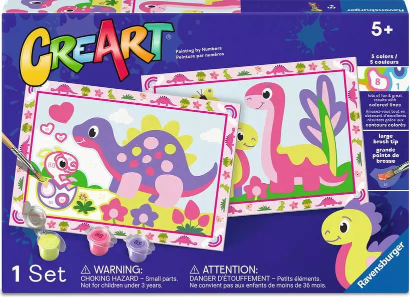 CreArt Junior: Pink Dinosaurs - Painting By Numbers