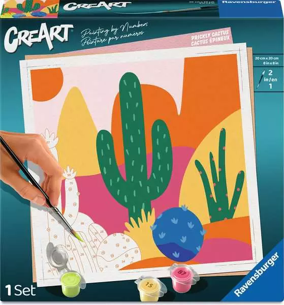 CreArt Adults Trend: Prickly Cactus - Painting By Numbers, 8 x 8