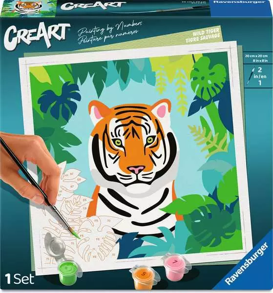 CreArt Adults Trend: Wild Tiger - Painting By Numbers, 8 x 8