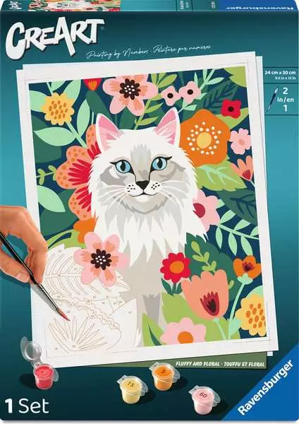 CreArt Adults Trend: Fluffy and Floral - Painting By Numbers, 10 x 12
