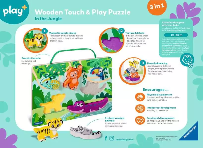 Play+ Wooden Touch & Play Puzzle: In the Jungle
