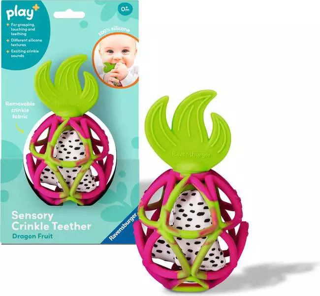 Play+ Sensory Crinkle Teether: Dragon Fruit