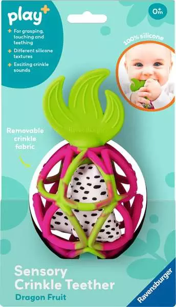 Play+ Sensory Crinkle Teether: Dragon Fruit