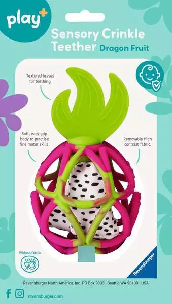 Play+ Sensory Crinkle Teether: Dragon Fruit