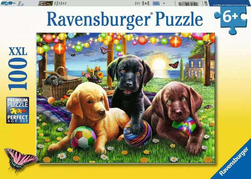 Puppy Picnic - Children's Puzzle, 100 Pieces (XXL)