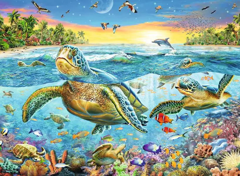 Swim with Sea Turtles - Children's Puzzle, 100 Pieces (XXL)