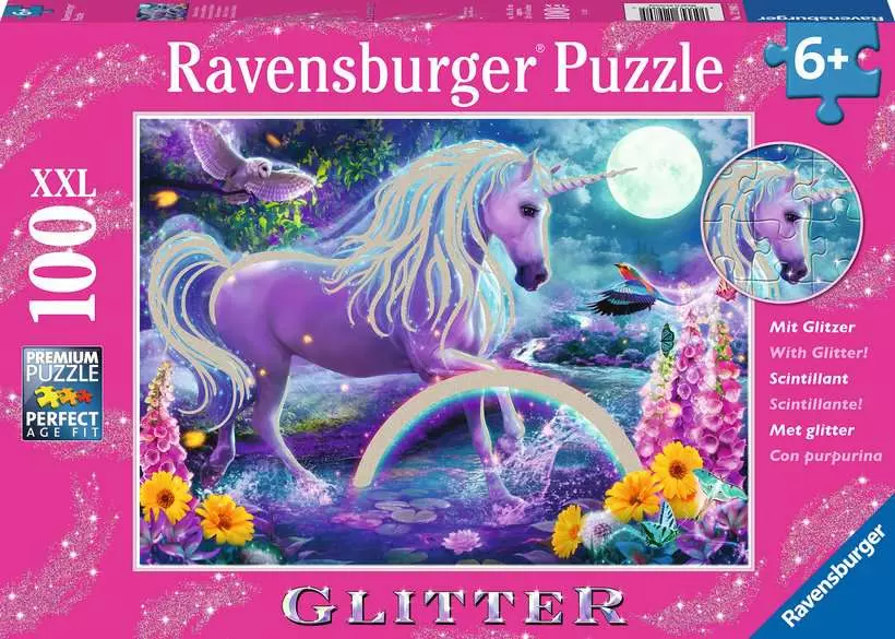 Glitter Unicorn - Glitter Puzzle, 100 Pieces (XXL)