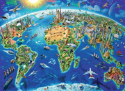 World Landmarks Map - Children's Puzzle, 300 Pieces (XXL)