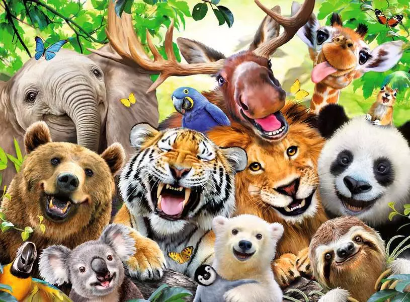 Exotic Animals Selfie - Children's Puzzle, 300 Pieces (XXL)