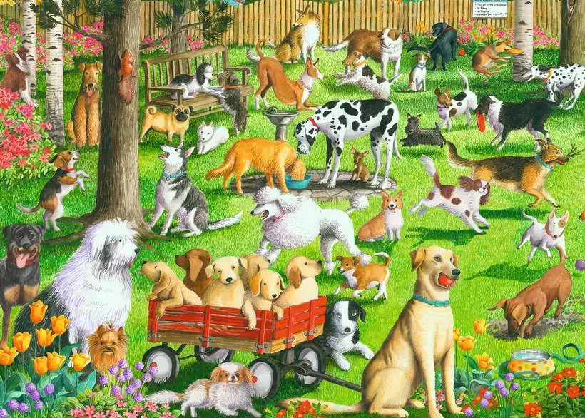 At The Dog Park - Larger Puzzle Pieces, 500 Pieces (Large)