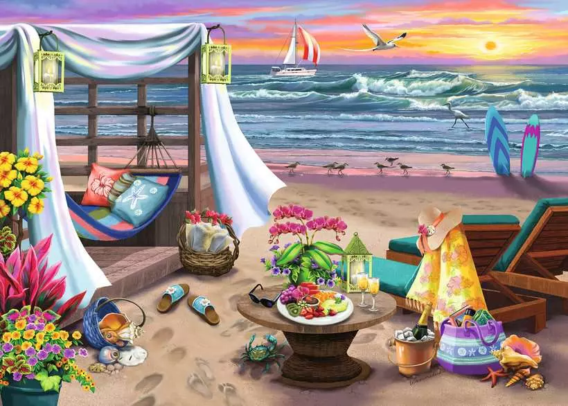 Cabana Retreat - Larger Puzzle Pieces, 500 Pieces (Large)
