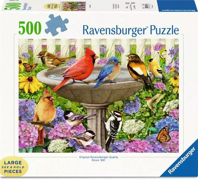 At the Birdbath - Larger Puzzle Pieces, 500 Pieces (Large)