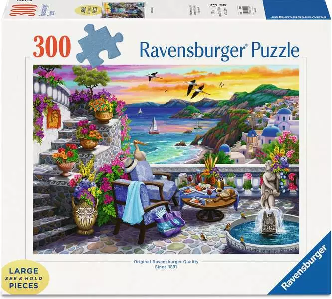 Santorini Sunset - Larger Puzzle Pieces, 300 Pieces (Large)