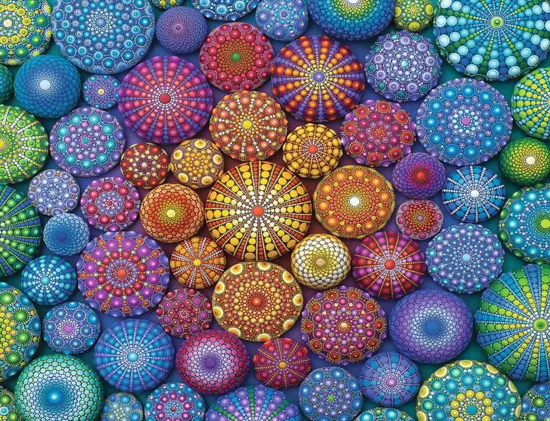Radiating Rainbow Mandalas - Standard Adult Puzzle, 2000 Pieces