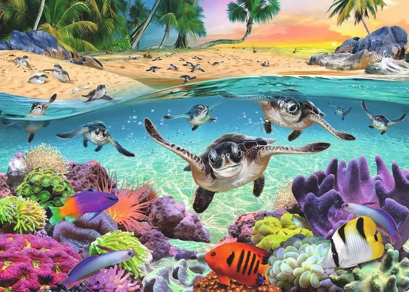 Race of the Baby Sea Turtles - Larger Puzzle Pieces, 500 Pieces (Large)