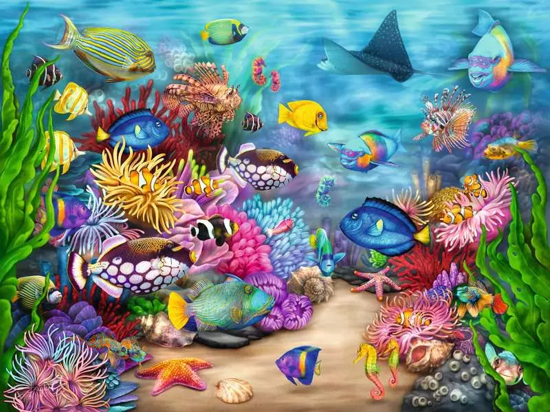 Tropical Reef Life - Larger Puzzle Pieces, 750 Pieces (Large)