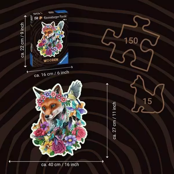 Colorful Fox - Wooden Puzzles, 150 Pieces