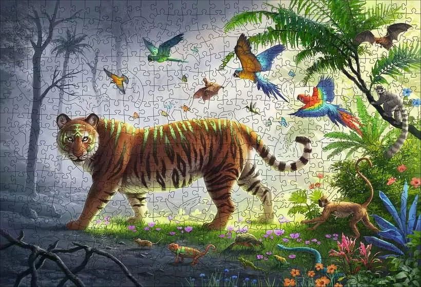 Jungle Tiger - Wooden Puzzles, 500 Pieces
