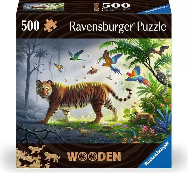 Jungle Tiger - Wooden Puzzles, 500 Pieces