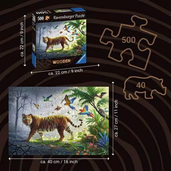 Jungle Tiger - Wooden Puzzles, 500 Pieces
