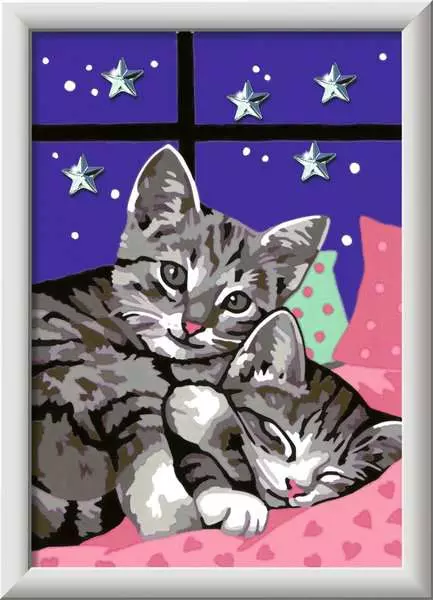 CreArt: Sleepy Kitties with Gems - Painting by Numbers, 5 x 7