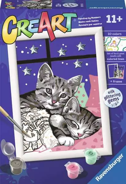 CreArt: Sleepy Kitties with Gems - Painting by Numbers, 5 x 7