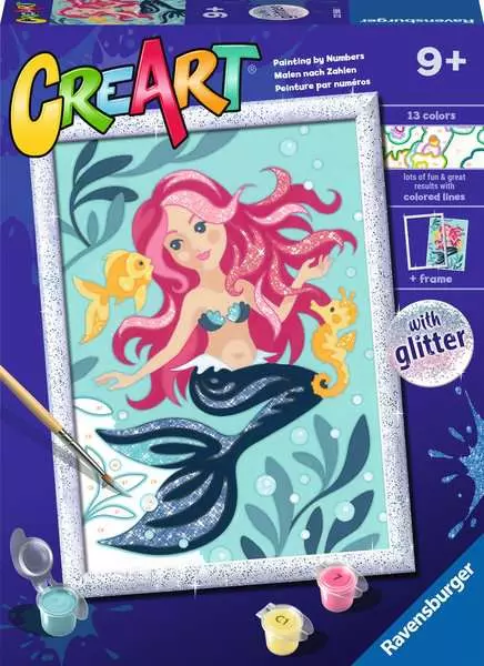 CreArt: Enchanting Mermaid with Glitter - Painting by Numbers, 7 x 10