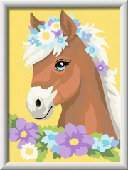 CreArt: Horse with Flowers - Painting by Numbers, 7 x 10
