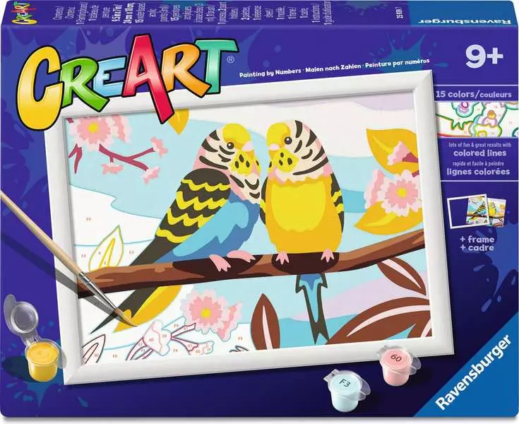 CreArt: Lovely Budgies - Painting by Numbers, 7 x 10