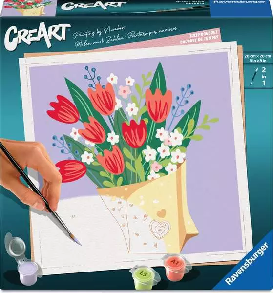 CreArt Adults Trend: Tulip Bouquet - Painting by Numbers, 8 x 8