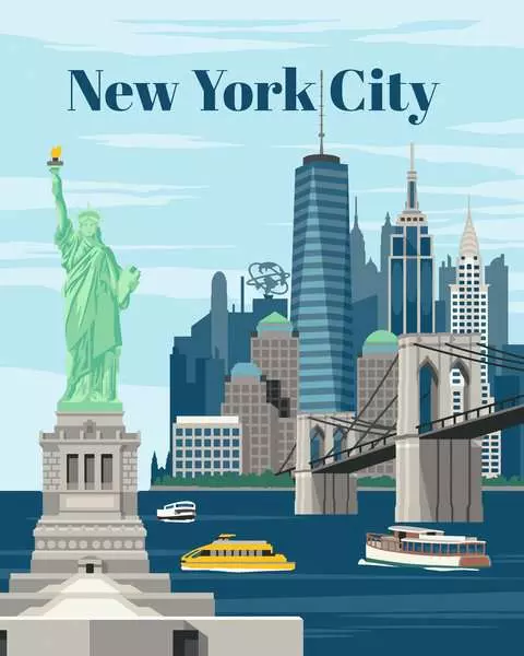 CreArt Cities: Colorful New York City - Painting by Numbers, 10 x 12