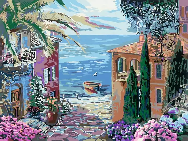 CreArt Canvas: Mediterranean Landscape - Painting by Numbers, 12 x 16